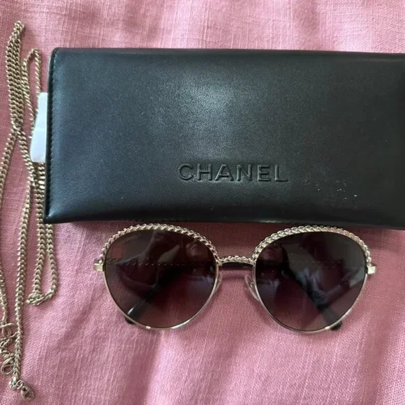 Chanel - Gold/Brown 4242 Oval Sunglasses - Picture 2 of 3